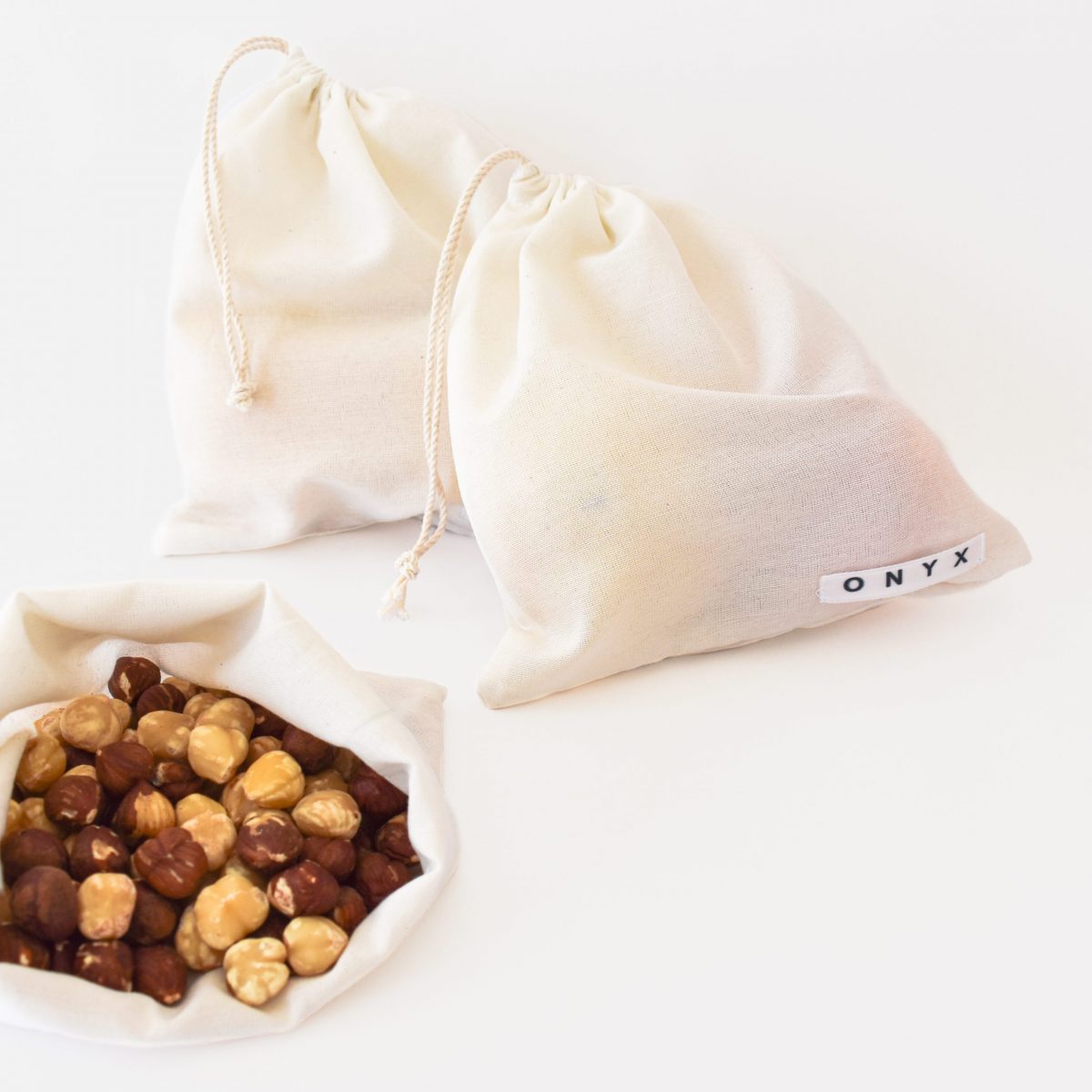 Kit 8 Bolsas reutilizables de algodón orgánico para alimentos XS